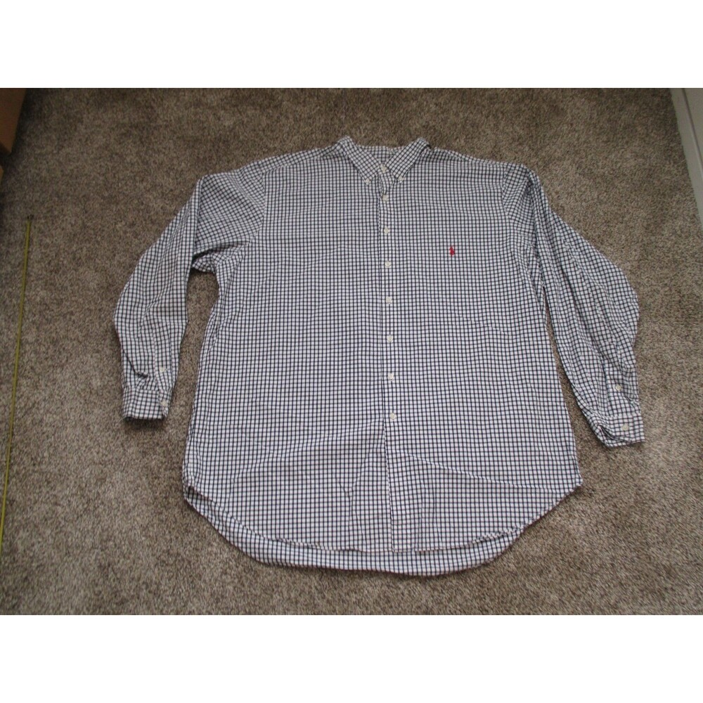 Ralph Lauren Men's 3XLT Black/White Check Button-Down Collar Long Sleeve Shirt